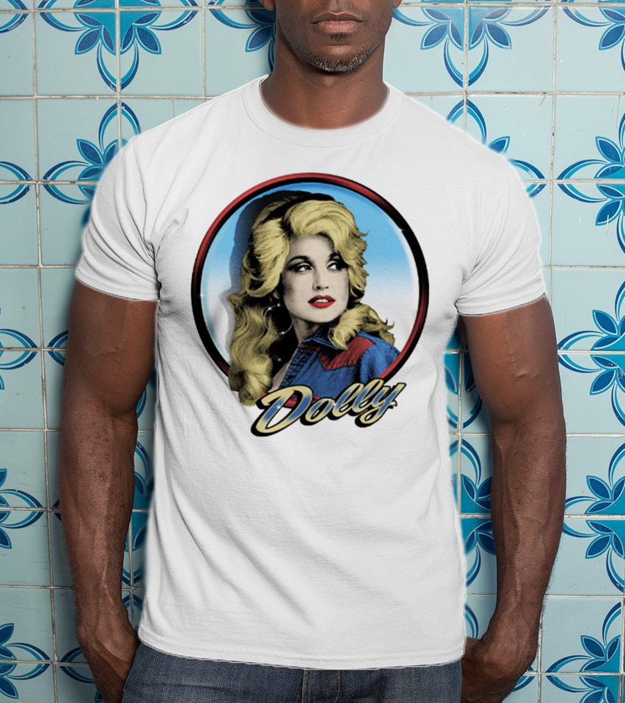 Dolly Parton Retro Portrait Blue Circle T-Shirt