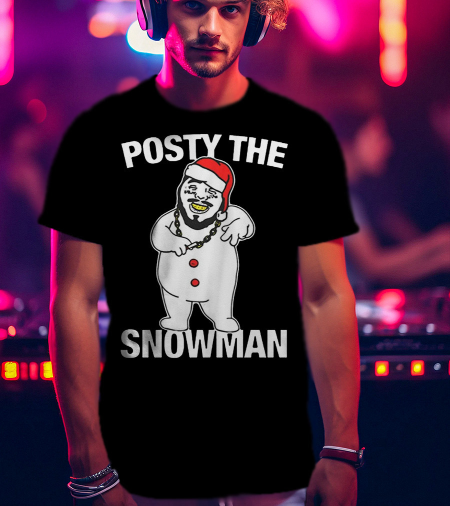 Merry Christmas Posty The Snowman Santa Malone T-Shirt