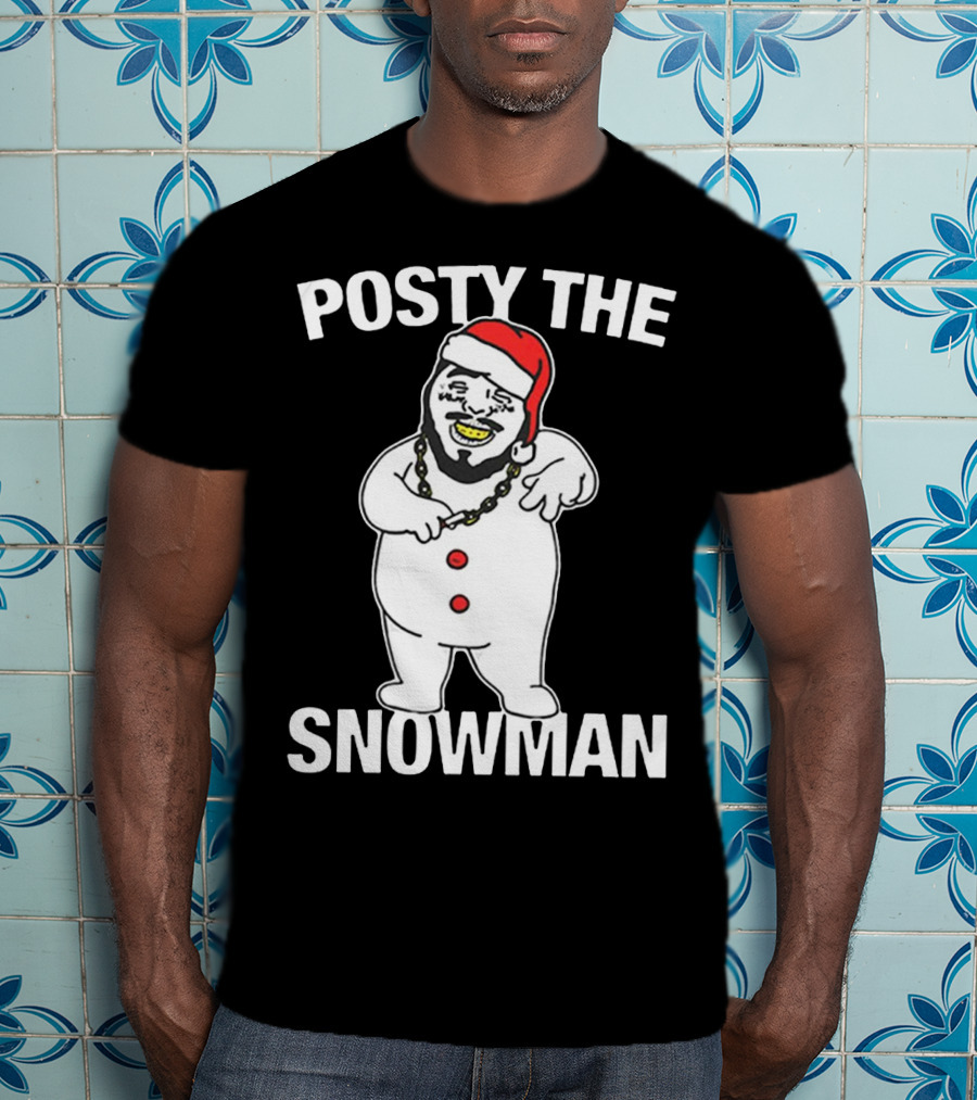 Merry Christmas Posty The Snowman Santa Malone T-Shirt