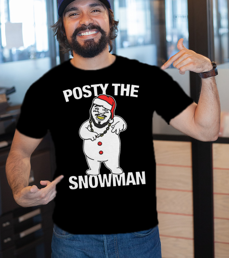 Merry Christmas Posty The Snowman Santa Malone T-Shirt