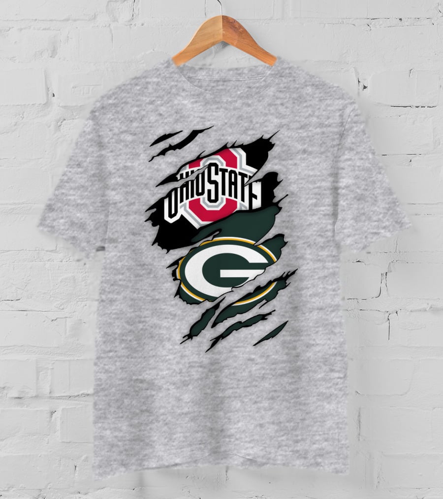 Ohio State Buckeyes Green Bay Packers Claw Rip T-Shirt