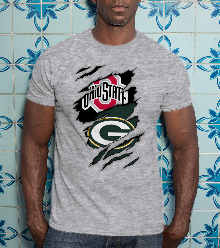 Ohio State Buckeyes Green Bay Packers Claw Rip T-Shirt