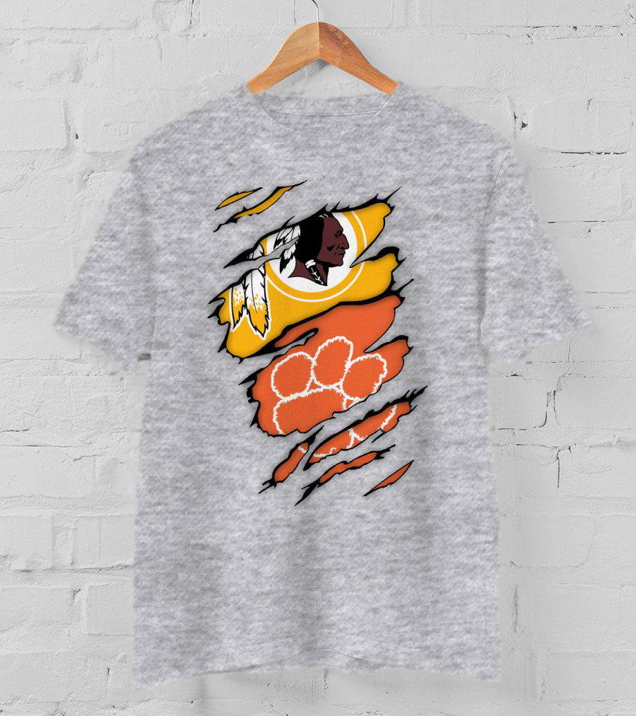 Washington Redskins Clemson Tigers Torn Claw Marks T-Shirt