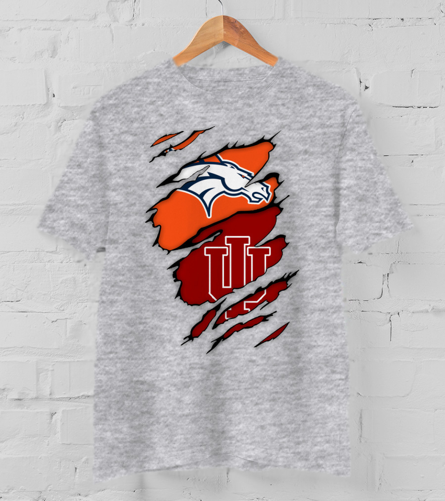 Denver Broncos Indiana Hoosiers Fan Crossover T-Shirt