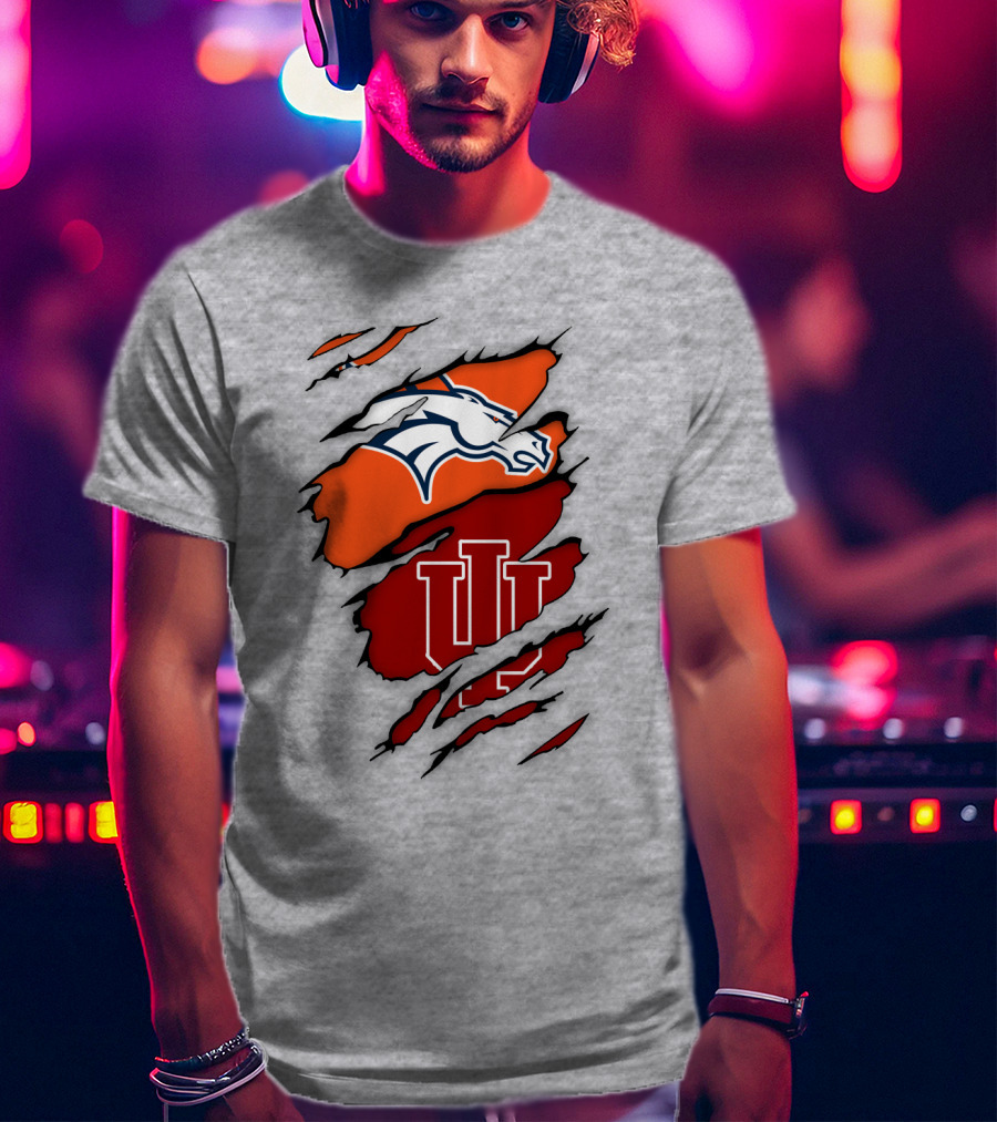 Denver Broncos Indiana Hoosiers Fan Crossover T-Shirt