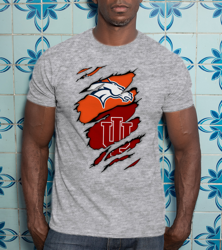 Denver Broncos Indiana Hoosiers Fan Crossover T-Shirt