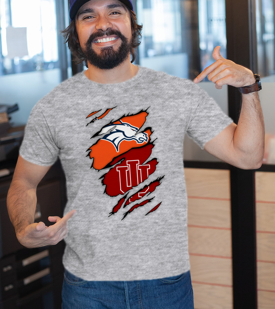 Denver Broncos Indiana Hoosiers Fan Crossover T-Shirt