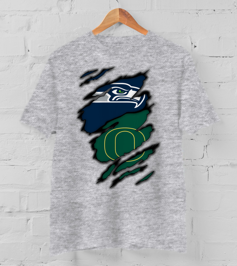 Seattle Seahawks Oregon Ducks Logo Fusion T-Shirt