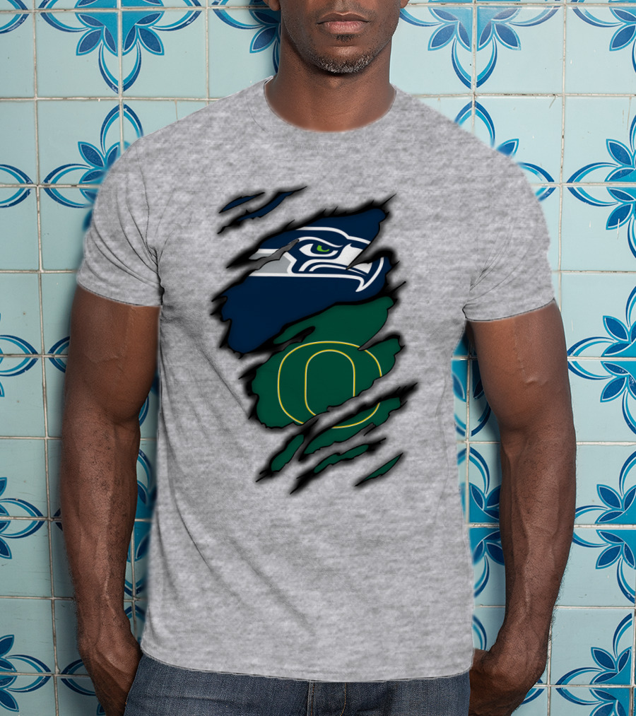 Seattle Seahawks Oregon Ducks Logo Fusion T-Shirt