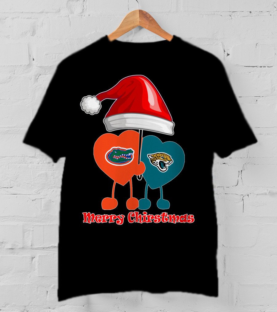 Florida Gators Jacksonville Jaguars Merry Christmas Santa Hat T-Shirt