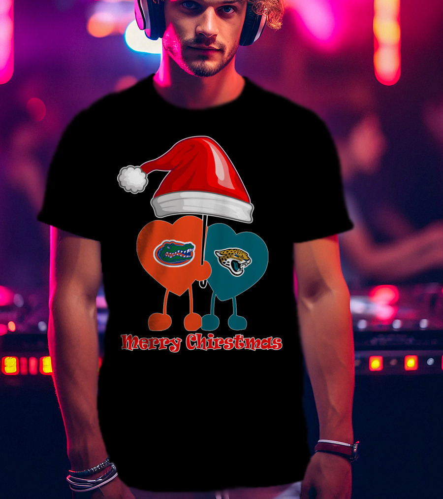 Florida Gators Jacksonville Jaguars Merry Christmas Santa Hat T-Shirt