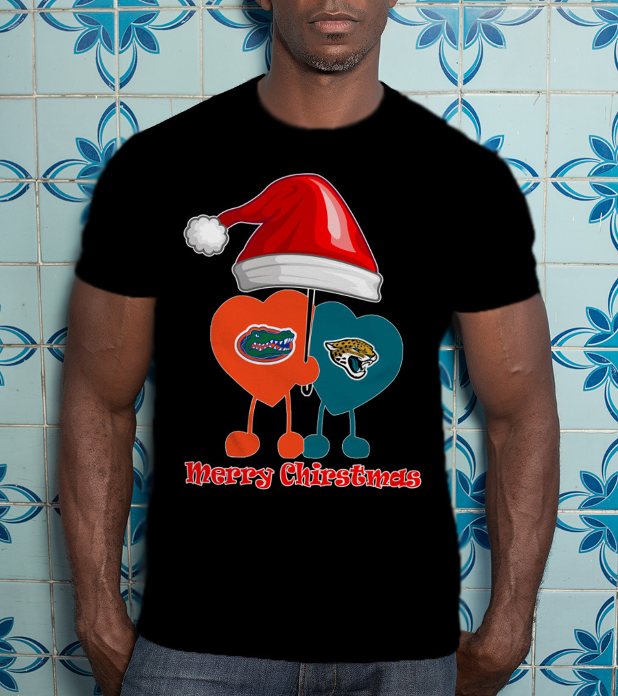 Florida Gators Jacksonville Jaguars Merry Christmas Santa Hat T-Shirt