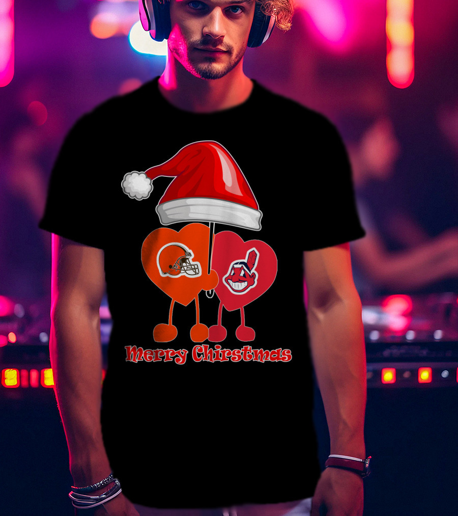 Cleveland Browns Cleveland Indians Merry Christmas T-Shirt