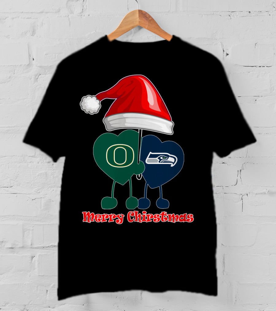 Merry Christmas Seattle Seahawks Oregon Ducks T-Shirt