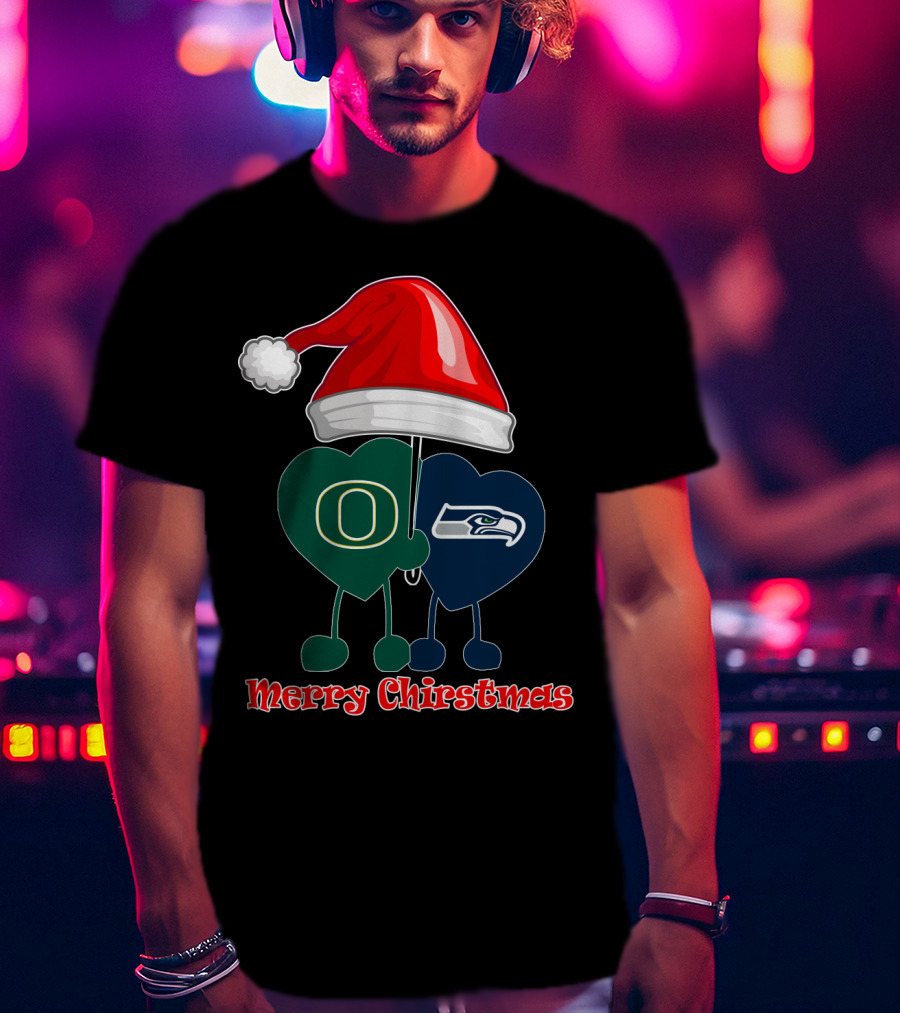 Merry Christmas Seattle Seahawks Oregon Ducks T-Shirt