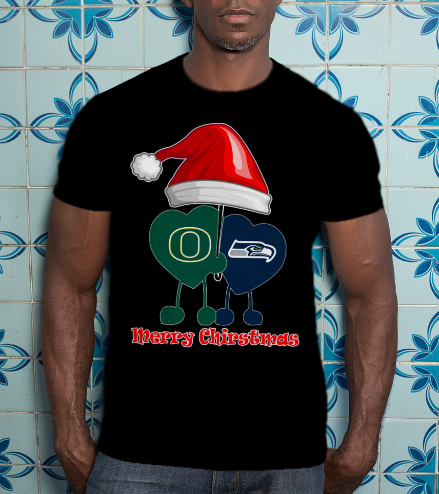 Merry Christmas Seattle Seahawks Oregon Ducks T-Shirt