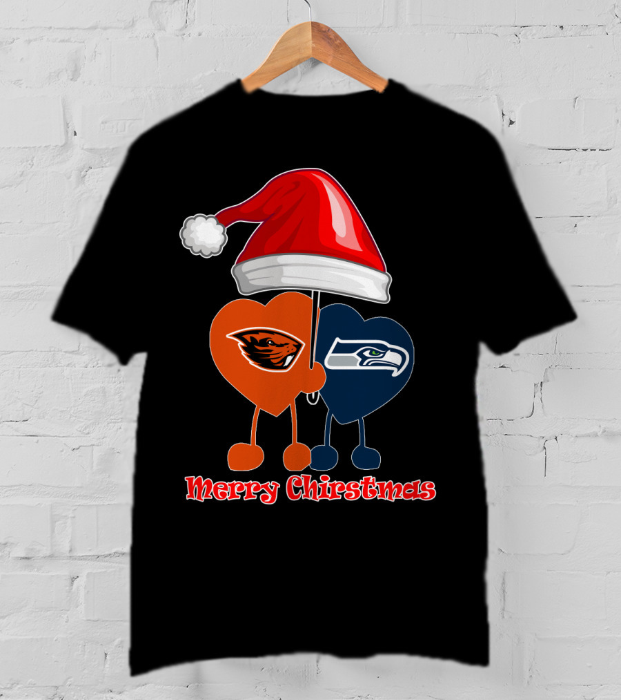 Merry Christmas Seattle Seahawks Oregon State T-Shirt