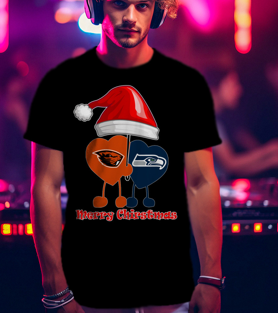 Merry Christmas Seattle Seahawks Oregon State T-Shirt