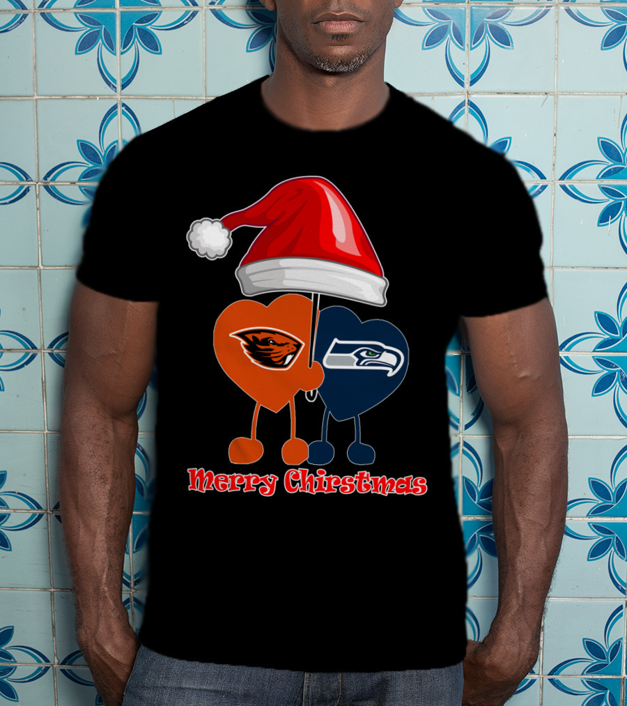 Merry Christmas Seattle Seahawks Oregon State T-Shirt