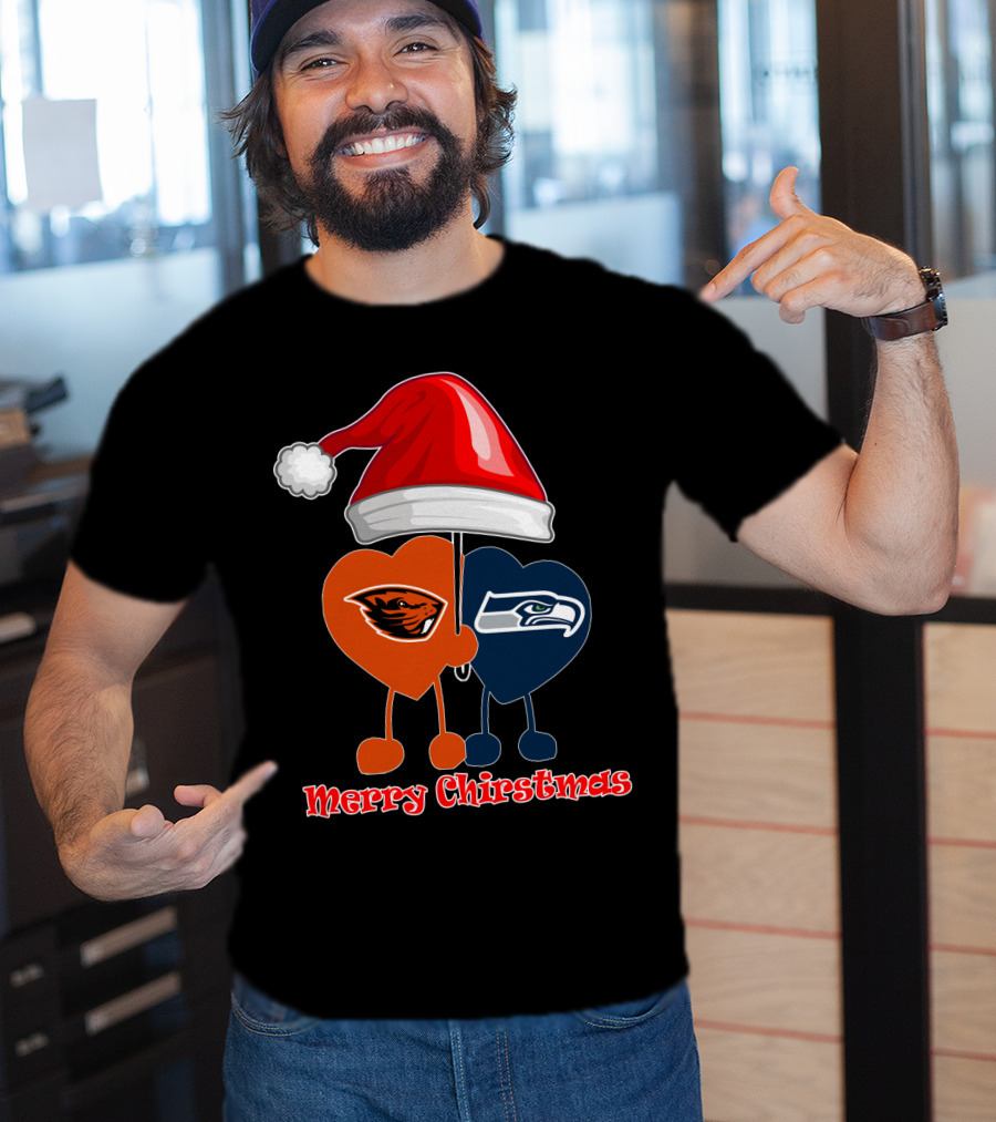 Merry Christmas Seattle Seahawks Oregon State T-Shirt