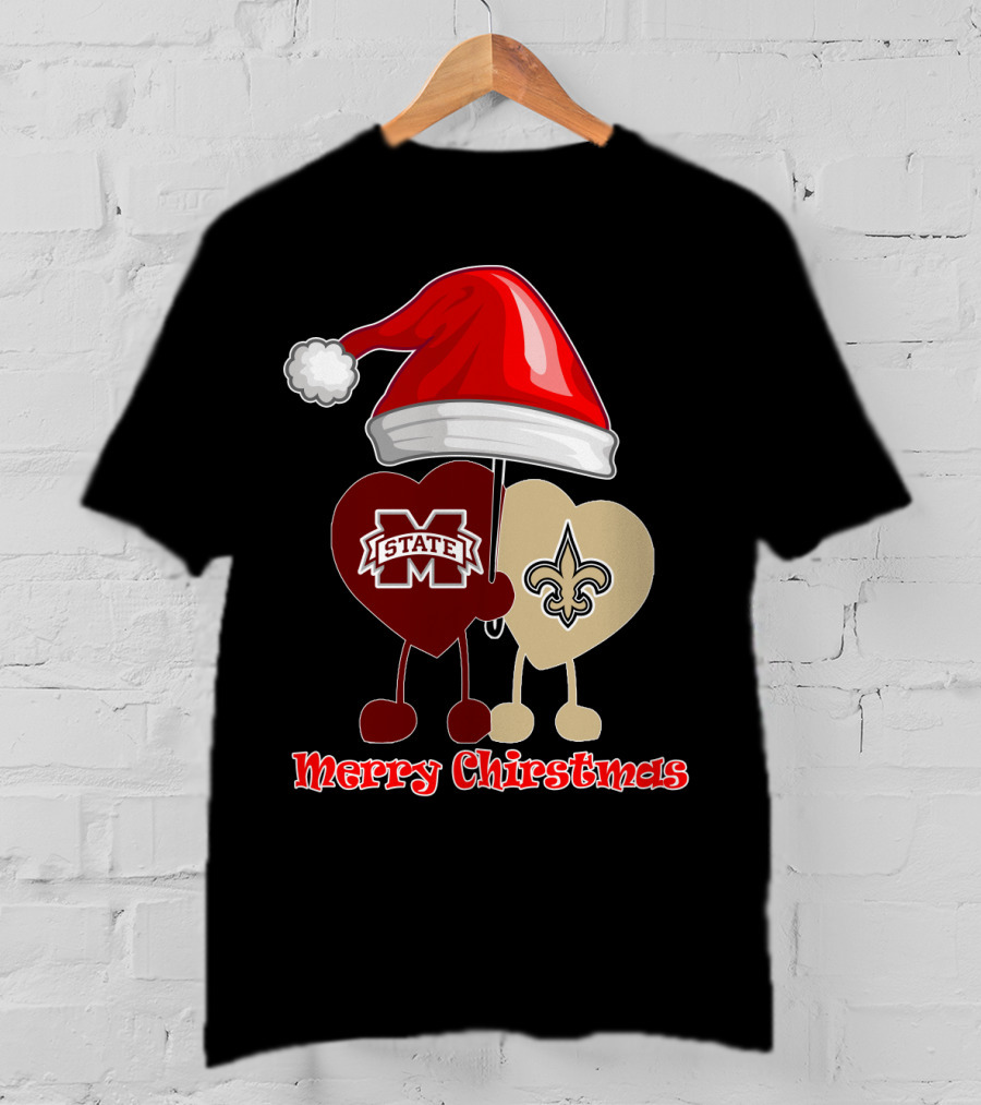 Merry Christmas New Orleans Saints Ms State T-Shirt
