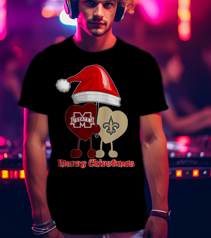 Merry Christmas New Orleans Saints Ms State T-Shirt