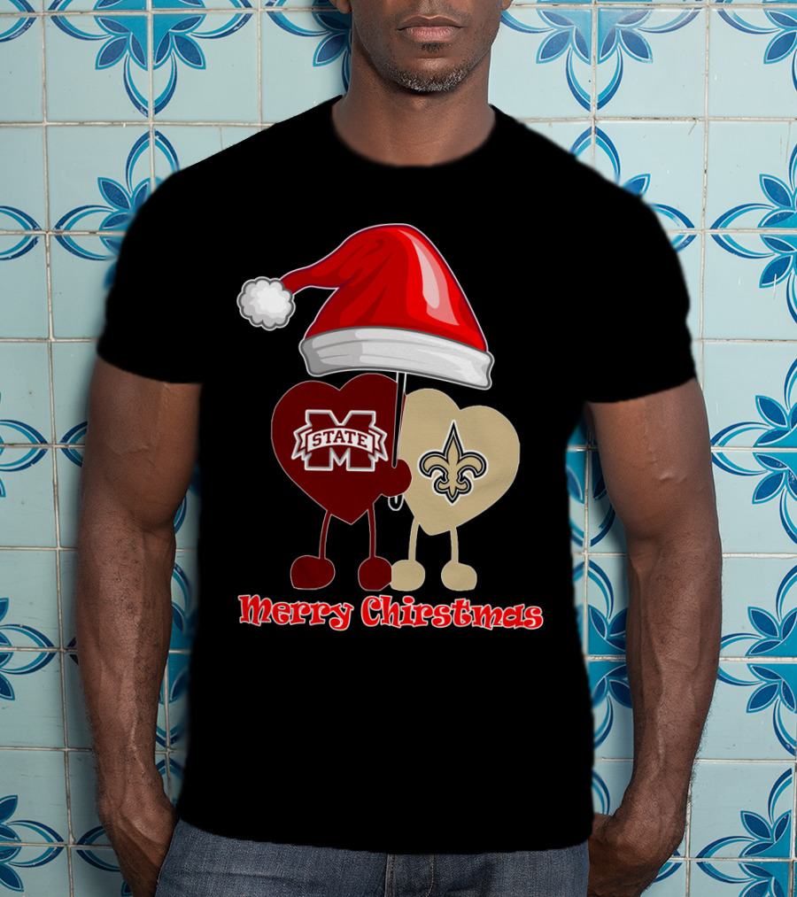 Merry Christmas New Orleans Saints Ms State T-Shirt