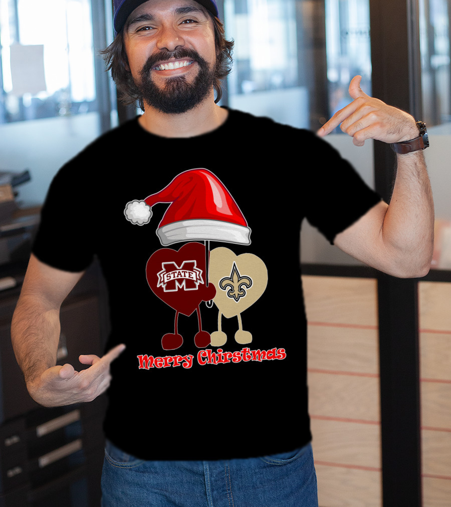 Merry Christmas New Orleans Saints Ms State T-Shirt