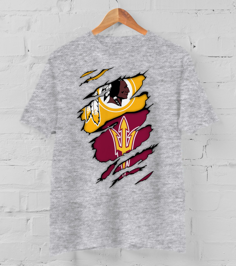 Washington Redskins Arizona State Sun Devils Logo Mashup T-Shirt