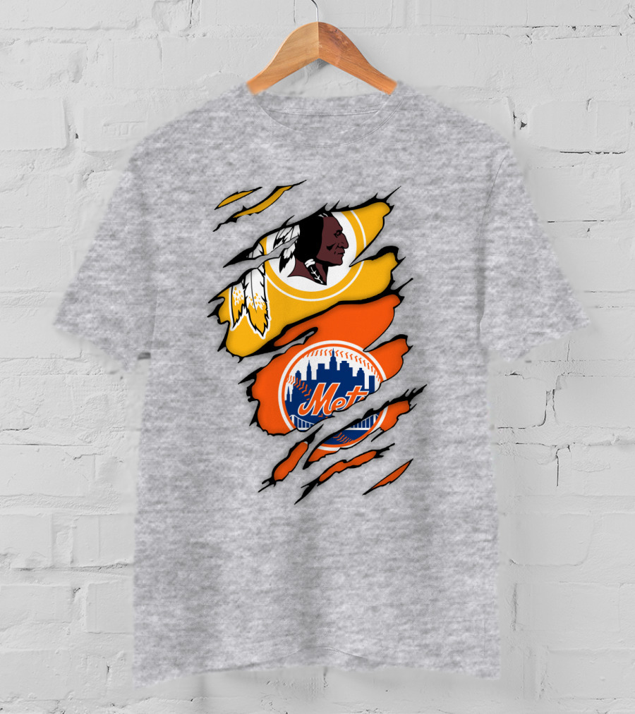 Washington Redskins New York Mets Broken Wall T-Shirt