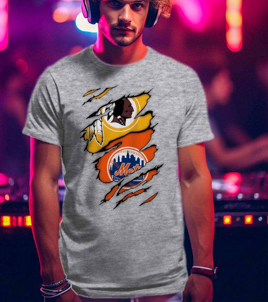 Washington Redskins New York Mets Broken Wall T-Shirt