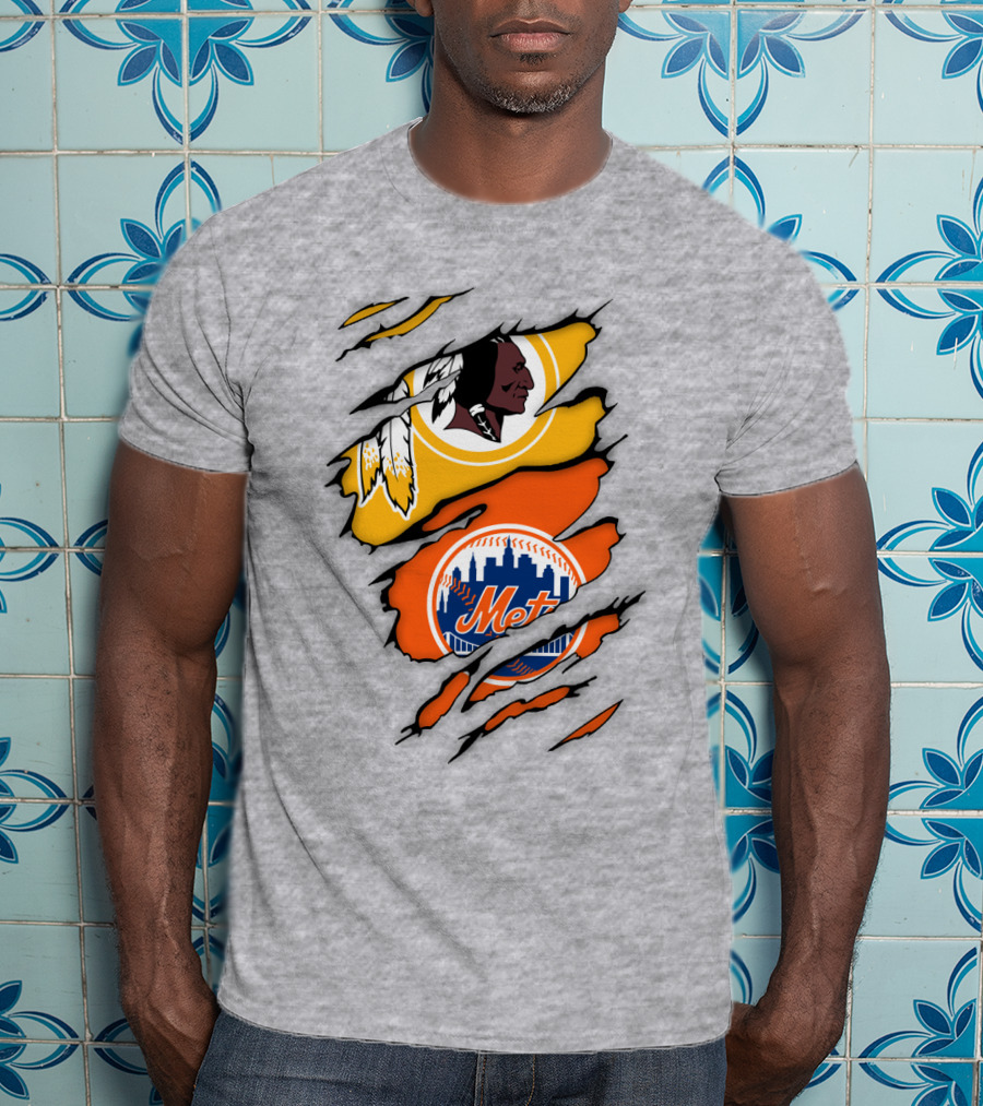 Washington Redskins New York Mets Broken Wall T-Shirt