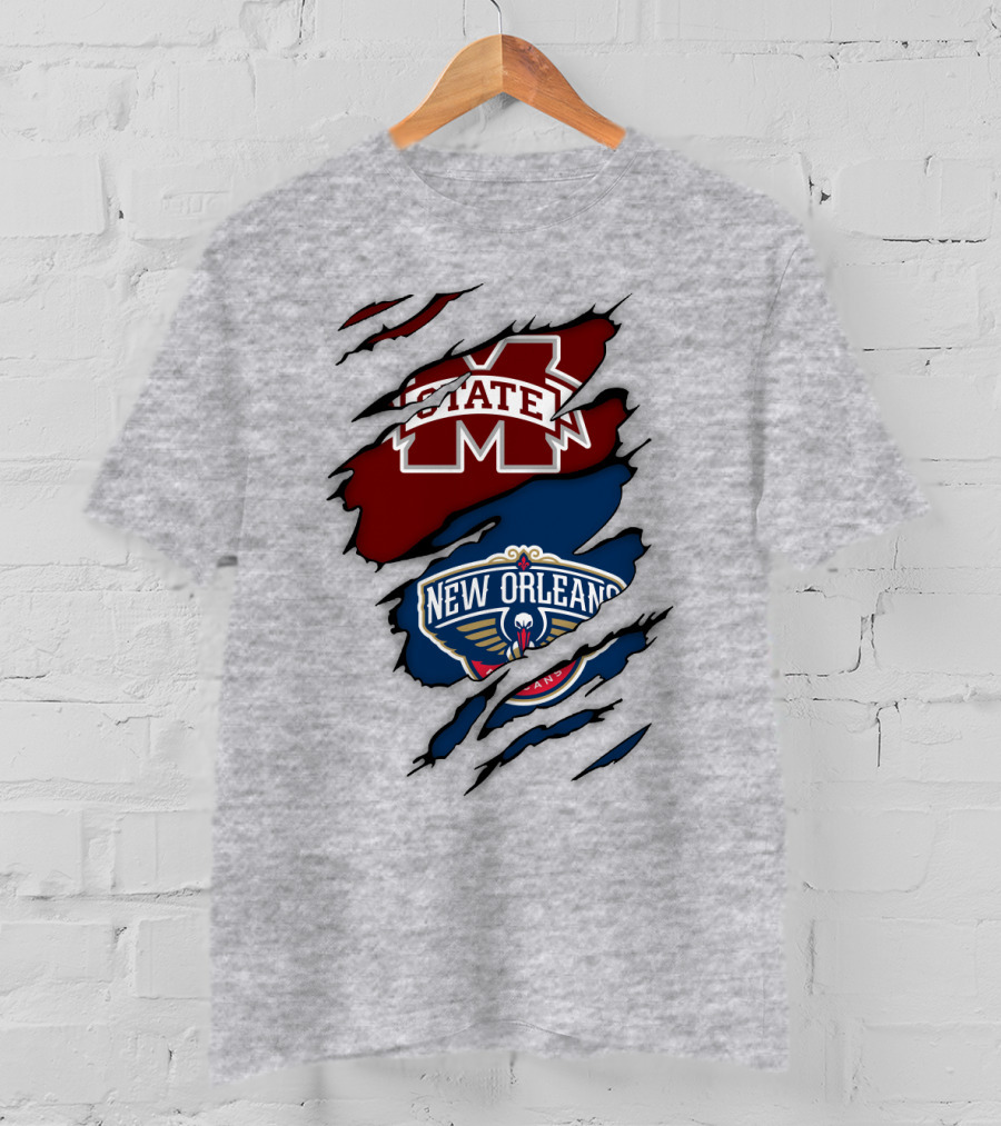 New Orleans Pelicans MS State Logo Crossover T-Shirt
