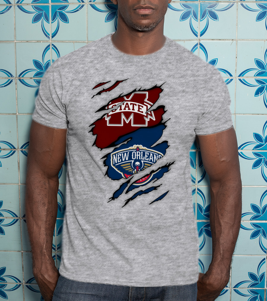 New Orleans Pelicans MS State Logo Crossover T-Shirt