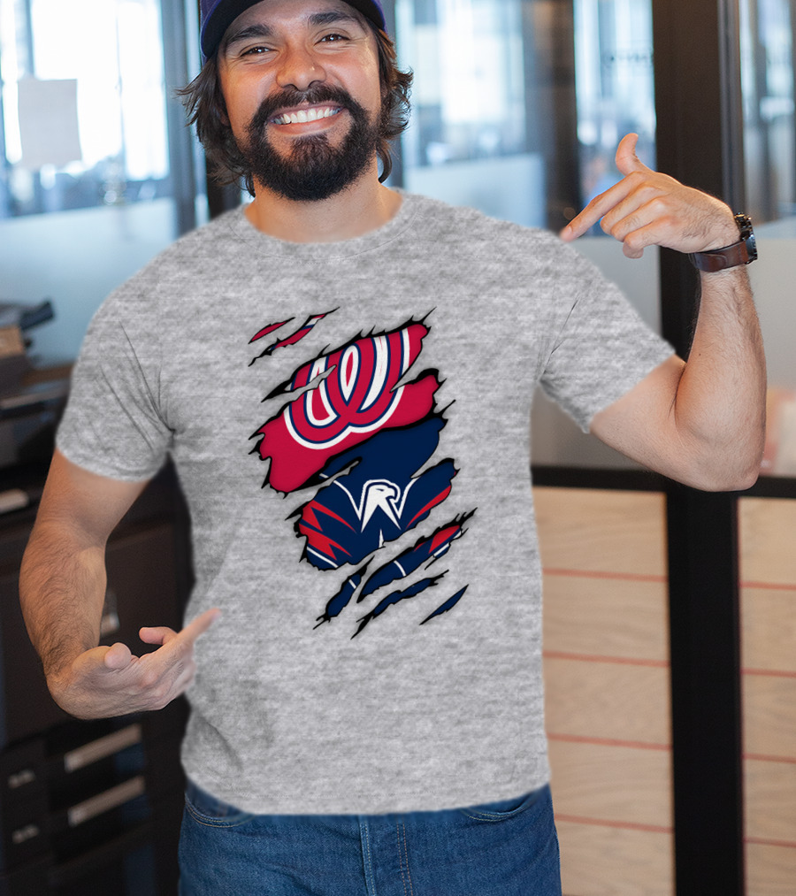 Washington Capitals Nationals Logos Fusion T-Shirt