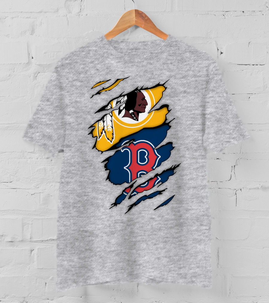 Boston Red Sox Washington Redskins Logos Collage T-Shirt