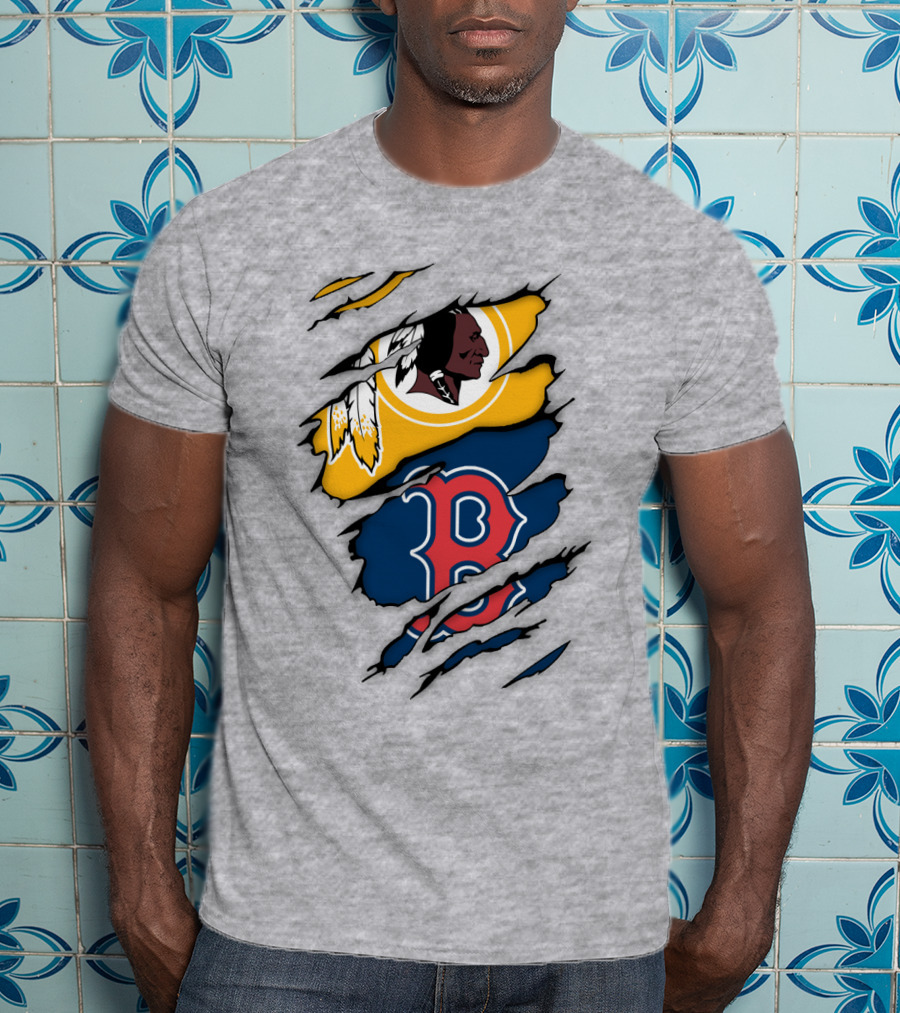 Boston Red Sox Washington Redskins Logos Collage T-Shirt