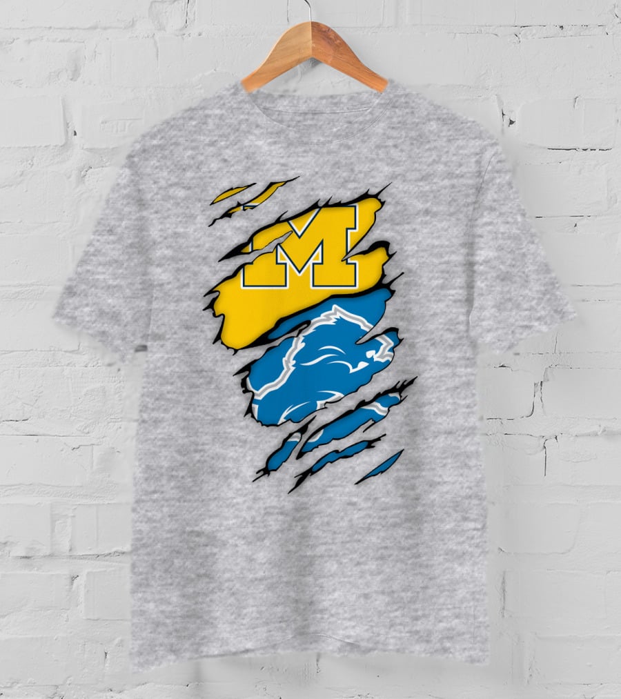 Detroit Loins Michigan M Wolverine Lion Claw Marks T-Shirt
