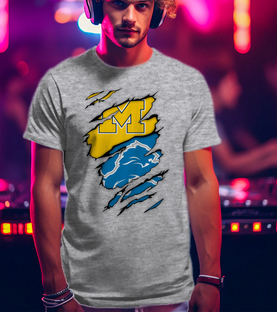 Detroit Loins Michigan M Wolverine Lion Claw Marks T-Shirt