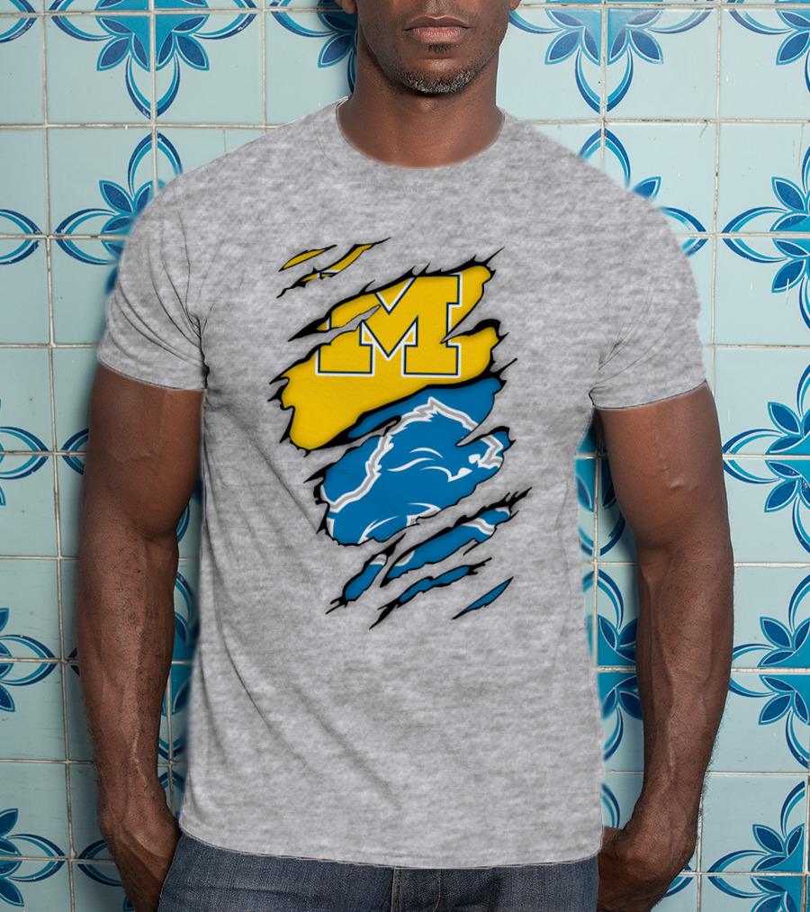 Detroit Loins Michigan M Wolverine Lion Claw Marks T-Shirt
