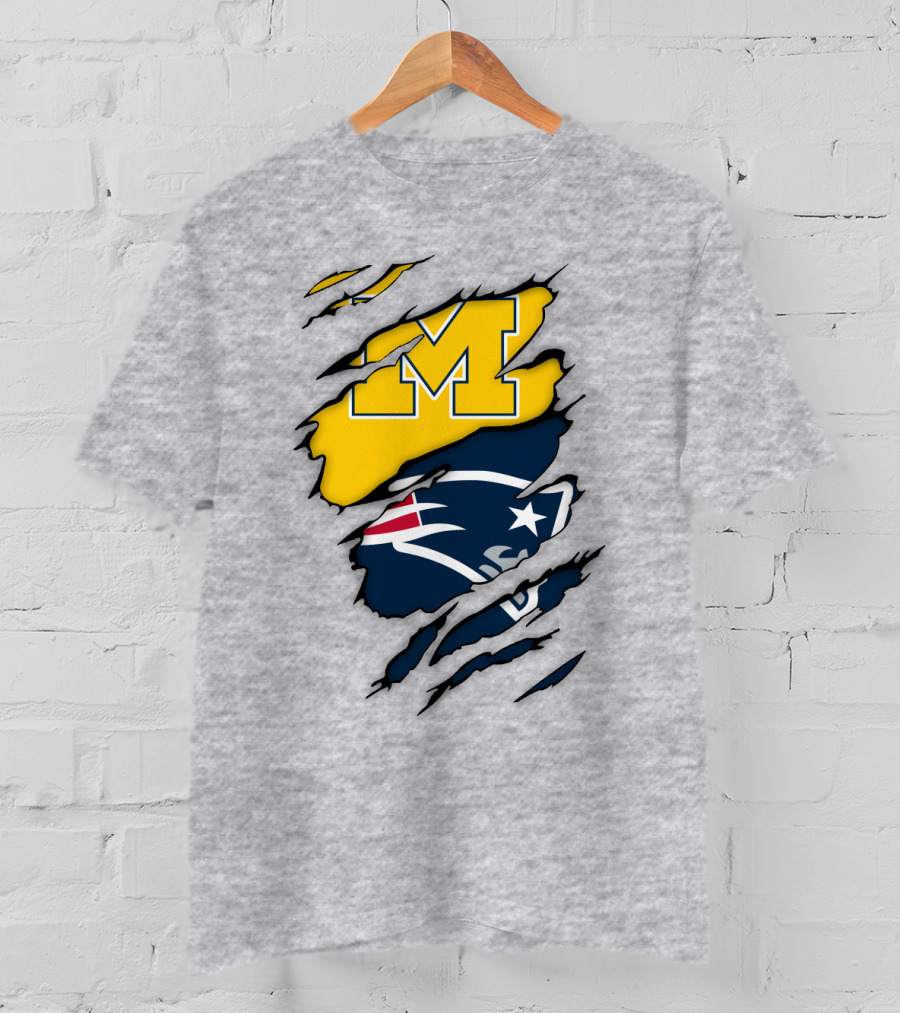 New England Patriots Michigan Wolverines Logo Blend T-Shirt