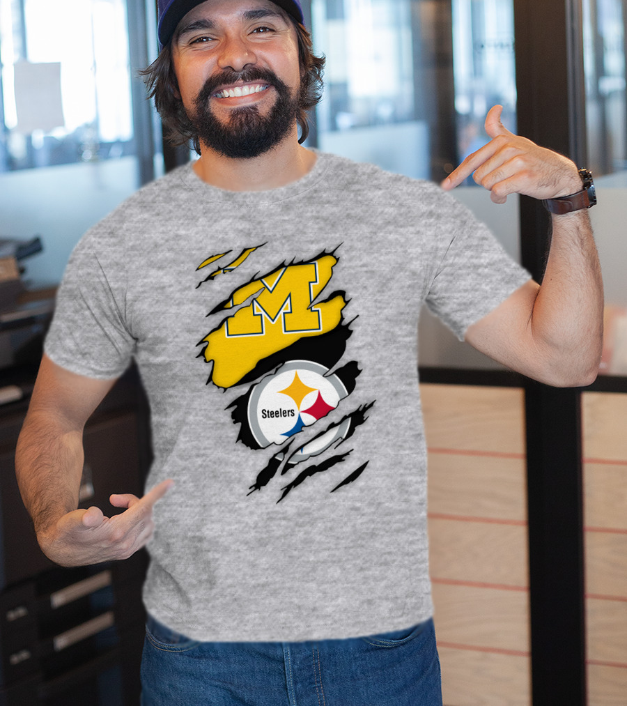 Pittsburgh Steelers Michigan Wolverines Collaboration T-Shirt