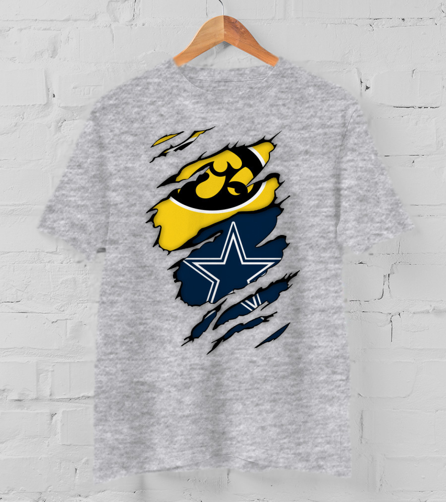 Dallas Cowboys Iowa Hawkeyes Fan Claw Marks T-Shirt