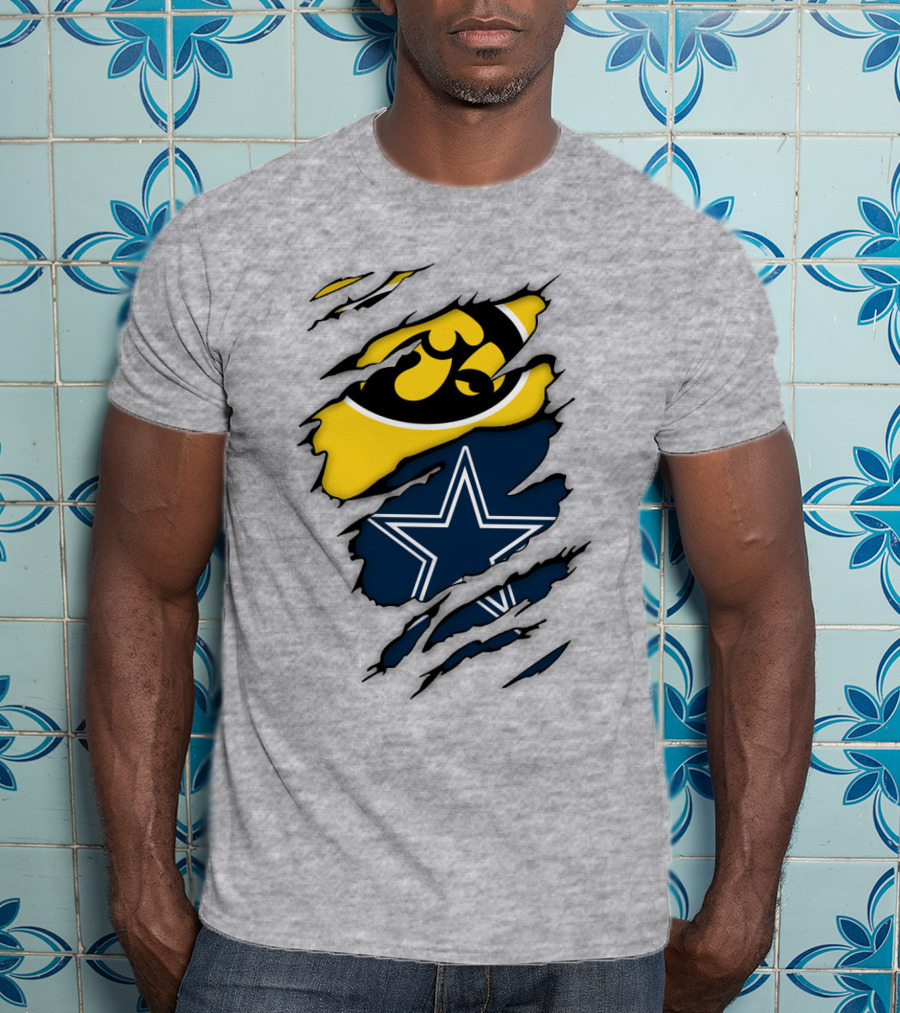 Dallas Cowboys Iowa Hawkeyes Fan Claw Marks T-Shirt