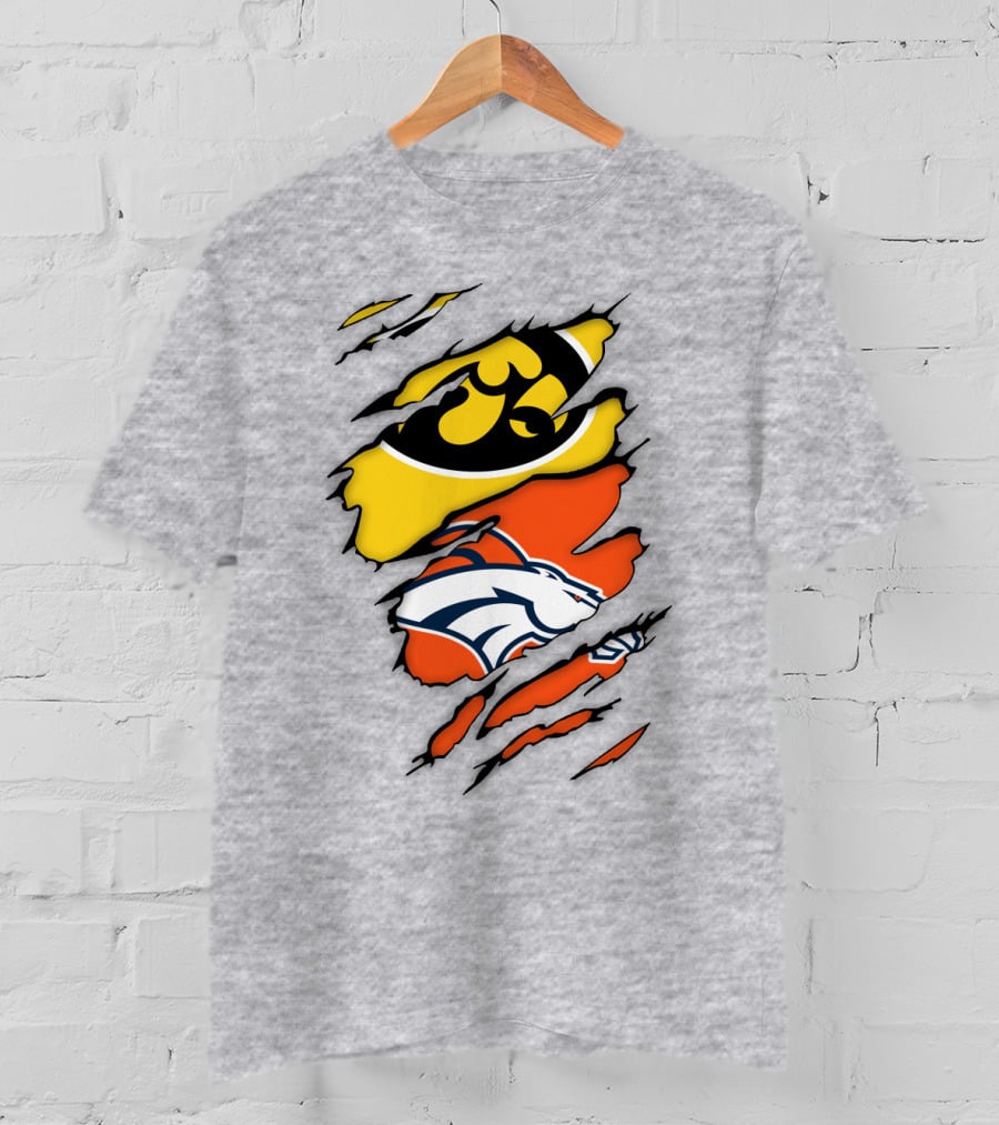 Iowa Hawkeyes Denver Broncos Fan Crossover T-Shirt