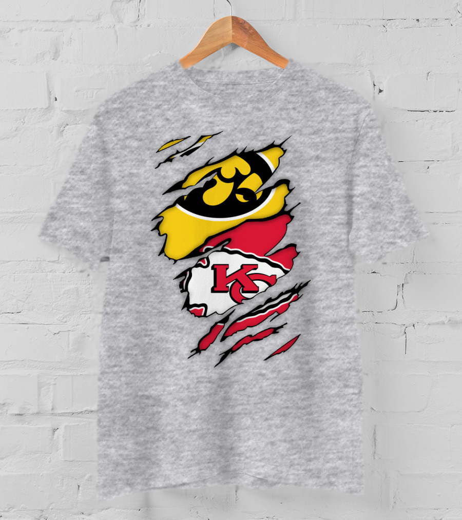 Iowa Hawkeyes Kansas City Chiefs Torn Claw Marks T-Shirt
