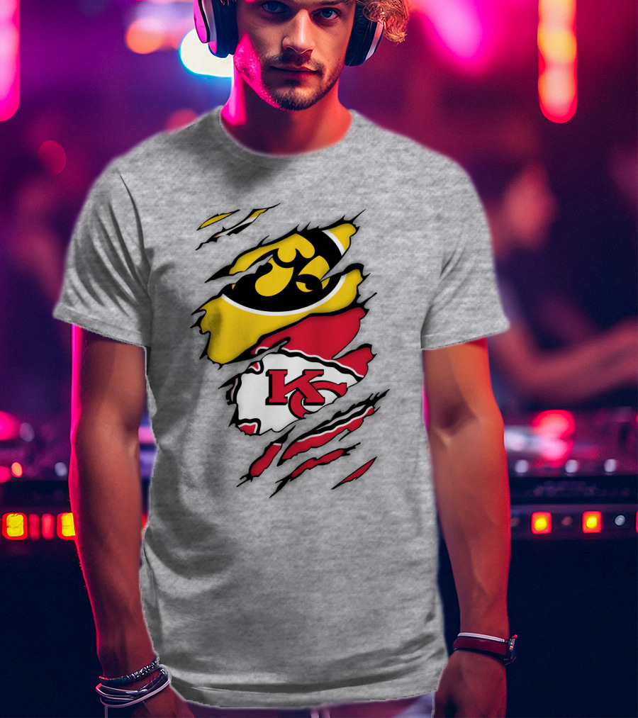 Iowa Hawkeyes Kansas City Chiefs Torn Claw Marks T-Shirt