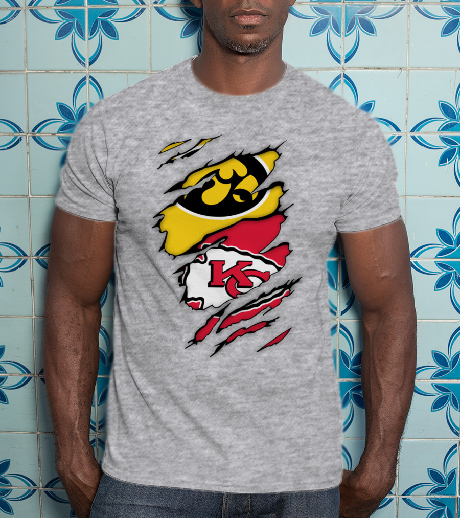 Iowa Hawkeyes Kansas City Chiefs Torn Claw Marks T-Shirt
