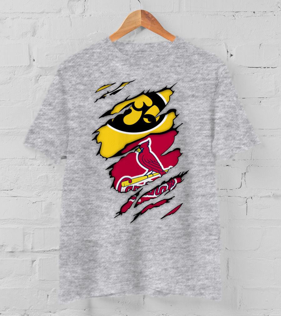St Louis Cardinals Iowa Hawkeyes Ripped T-Shirt
