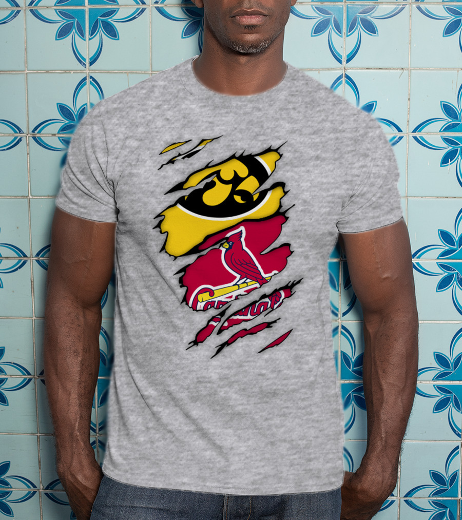 St Louis Cardinals Iowa Hawkeyes Ripped T-Shirt